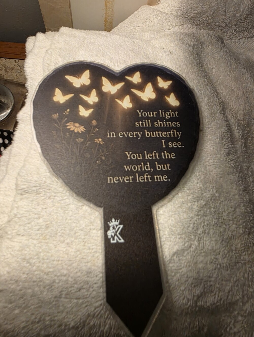 Memorial Heart Wall Plaque with Butterfly Design - Black